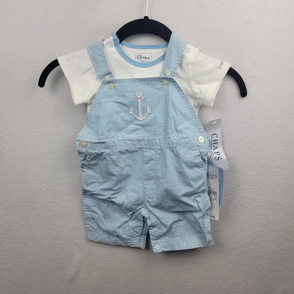 Chaps Newborn Collection Baby Boy Sz 9 mo. 2 Piece Overall Outfit NWT nautical